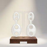 Dangle Matte Silver Puffy Anchor Link Earrings