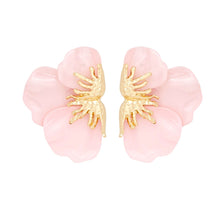 Cargar imagen en el visor de la galería, Studs Pink Blush Bloom Triple Petal Earrings
