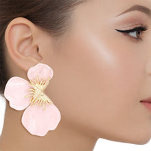 Load image into Gallery viewer, Studs Pink Tropical Bloom Triple Petal Earrings
