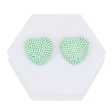 Cargar imagen en el visor de la galería, Stud Pastel Mint Domed Heart Dazzling Earrings
