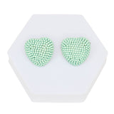 Stud Pastel Mint Domed Heart Dazzling Earrings
