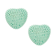 Cargar imagen en el visor de la galería, Stud Pastel Mint Domed Heart Dazzling Earrings
