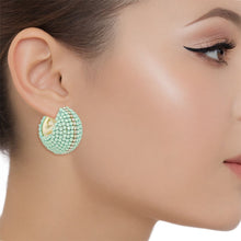 Cargar imagen en el visor de la galería, Hoop Trendy Pastel Mint Dazzling Wide Earrings

