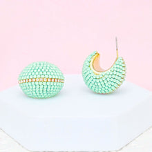 Cargar imagen en el visor de la galería, Hoop Trendy Pastel Mint Dazzling Wide Earrings
