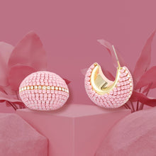 Cargar imagen en el visor de la galería, Hoop Trendy Pastel Pink Dazzling Wide Earrings
