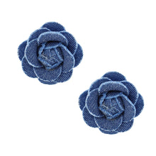 Cargar imagen en el visor de la galería, Stud Denim Dimensional Flower Earrings for Women
