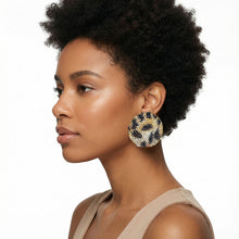 Load image into Gallery viewer, Stud Fierce Wild Leopard Encrusted Round Earrings
