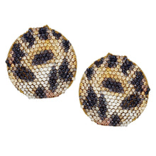 Load image into Gallery viewer, Stud Fierce Wild Leopard Encrusted Round Earrings
