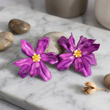 Stud Purple Flower Oversized Wavy Petal Earrings