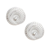 Stud Seashell Swirl Large Silver Metal Earrings