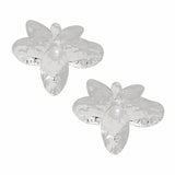 Stud Large Sculpted Petal Silver Flower Earrings