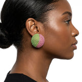 AKA Pink Green Dome Pearl Stone Stud Earrings