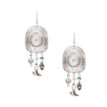 Cargar imagen en el visor de la galería, Fish Hook Silver Cowgirl Hat Western Earrings
