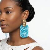 Drop Oversized Aqua Pearlescent Opulent Earrings