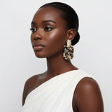 Drop Oversized Beige Turtle Shell Opulent Earrings