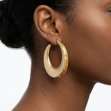 Hoop Matte Gold Open Wide Profile Earrings