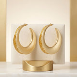 Hoop Matte Gold Open Wide Profile Earrings