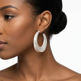 Hoop Matte Silver Open Wide Profile Earrings