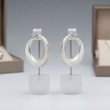 Hoop Matte Silver Open Wide Profile Earrings