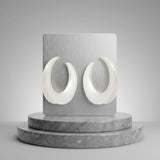 Hoop Matte Silver Open Wide Profile Earrings
