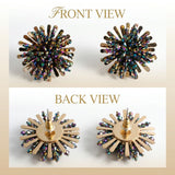 Stud Multicolor Cluster Gold Flower Petal Earrings