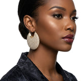 Hoop Rhinestone Covered Crescent Puffy Earrings