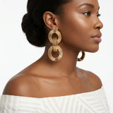 Chunky Gold Squared Tubogas Coil Drop Earrings