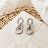 Chunky Silver Squared Tubogas Coil Drop Earrings