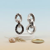 Chunky Silver Squared Tubogas Coil Drop Earrings