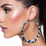 Hoop Leopard Pattern Silver Bamboo Earrings Women