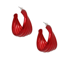 Cargar imagen en el visor de la galería, Hoop Red Wide Stacked Metal Earrings for Women
