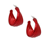 Hoop Red Wide Stacked Metal Earrings for Women