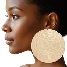 Cargar imagen en el visor de la galería, Stud XL Textured Gold Metal Disc Tribal Earrings
