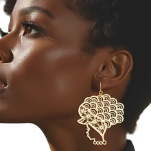 Load image into Gallery viewer, Fish Hook Curly Haired Goddess Filigree Earrings
