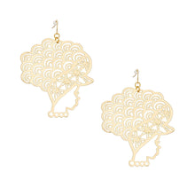 Load image into Gallery viewer, Fish Hook Curly Haired Goddess Filigree Earrings
