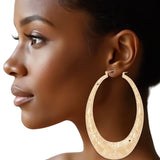 Hoop XL Tribal Pattern Teardrop Bamboo Earrings