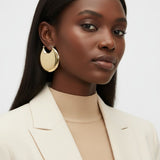 Huggie Gold Puffy Disc Crescent Hoop Earrings