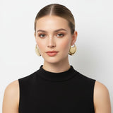 Huggie Gold Puffy Disc Crescent Hoop Earrings