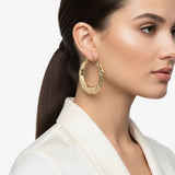 Hoop Gold Diamond Cut Geometric Edge Earrings