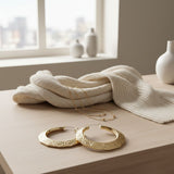 Hoop Gold Diamond Cut Geometric Edge Earrings