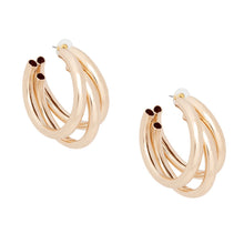 Cargar imagen en el visor de la galería, Hoop Triple Threat Gold Metal Tube Earrings
