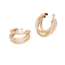 Cargar imagen en el visor de la galería, Hoop Triple Threat Gold Metal Tube Earrings
