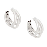 Hoop Triple Threat Silver Metal Tube Earrings