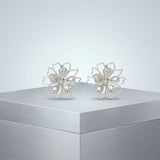 Stud Silver Flower Petal Flower Outline Earrings