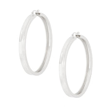 Cargar imagen en el visor de la galería, Hoop Silver Modern Flat Metal Wide Design Earrings
