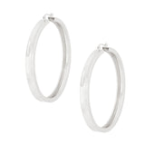 Hoop Silver Modern Flat Metal Wide Design Earrings