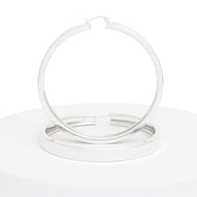 Cargar imagen en el visor de la galería, Hoop Silver Modern Flat Metal Wide Design Earrings
