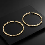Hoop Large Twisted Gold Textured Thick Earrings