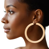 Hoop High Shine Gold Sandblasted Thick Earrings
