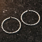 Hoop Large Silver Twisted Greek Key Earrings